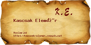 Kascsak Elemér névjegykártya